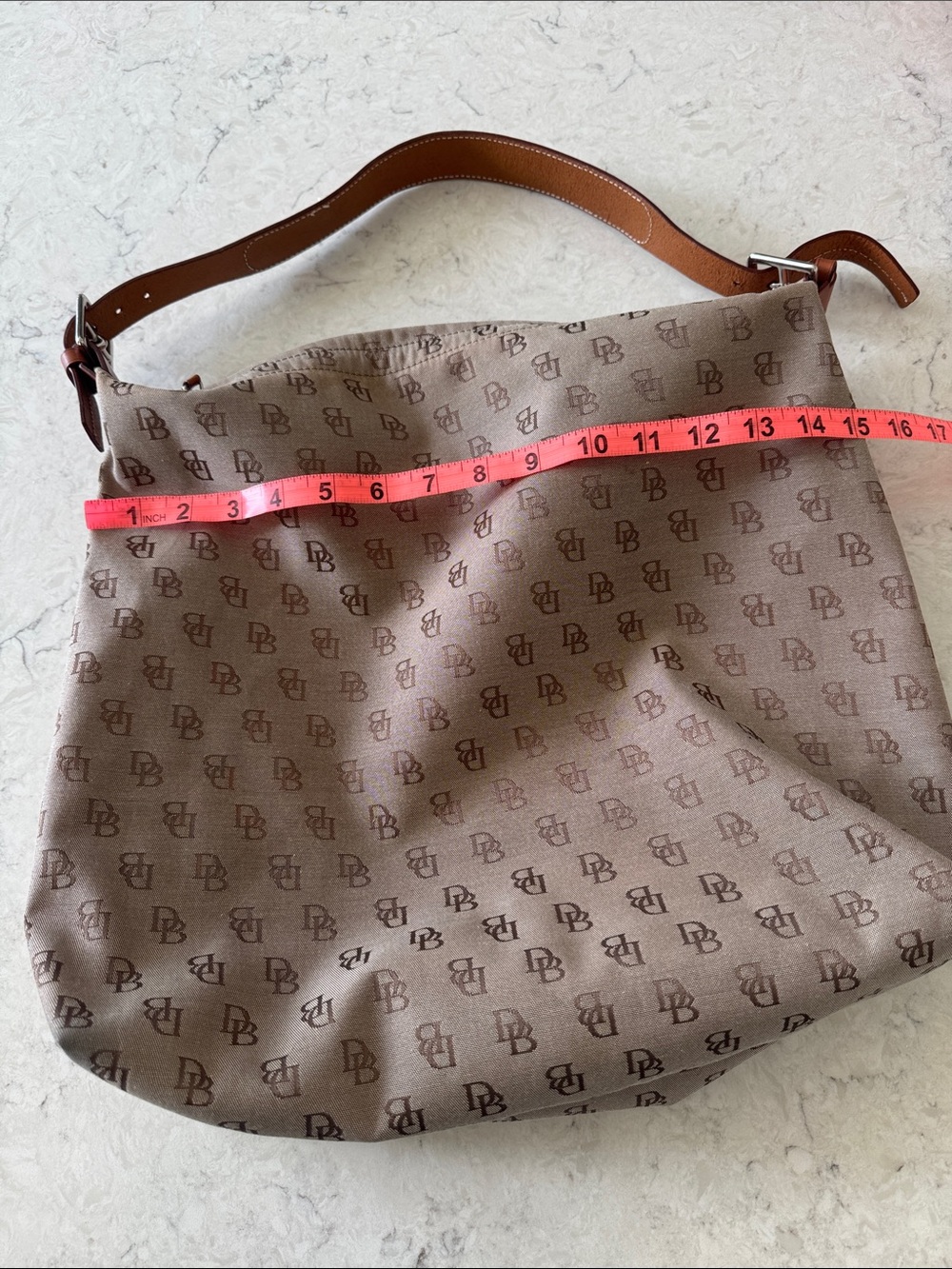 Dooney & Bourke Brown Monogram Shoulder Bag with Tan Strap - Picture 7 of 7